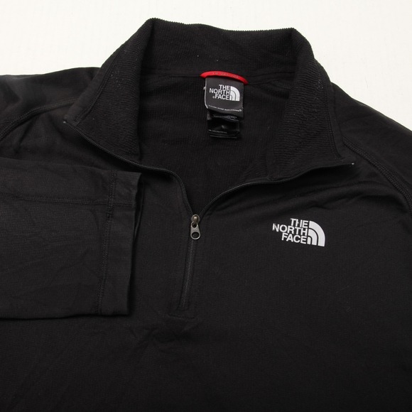 The North Face Pullover Mens Medium Black Quarter Zip Fleece Long Sleeve Thermal - Picture 1 of 12